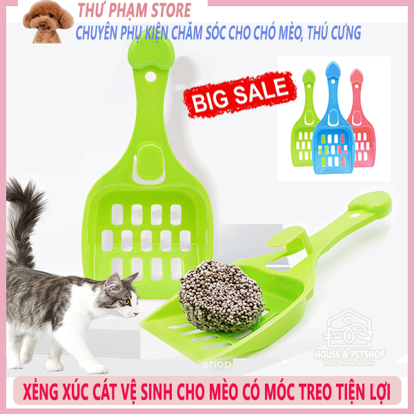 Xẻng Hốt Phân Mèo Cao Cấp, Xẻng Xúc Cát Mèo Size Lớn Có Móc Treo - Xẻng Vệ sinh Cho Mèo