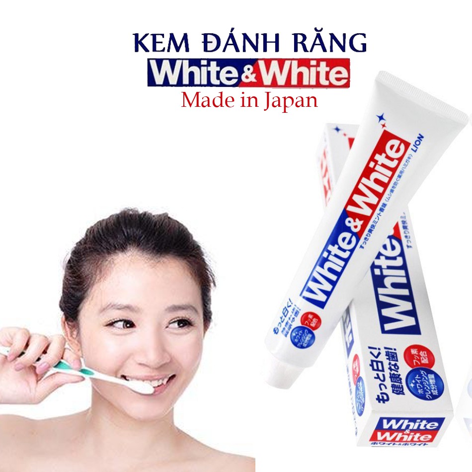 (Sản xuất tại Nhật) Kem Đánh Răng làm trắng răng White & White Lion 150g - Made in Japan - KBN 186403