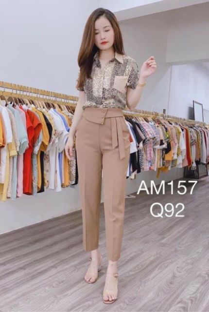Quần baggy công sở nữ cạp lệch 3 khuy