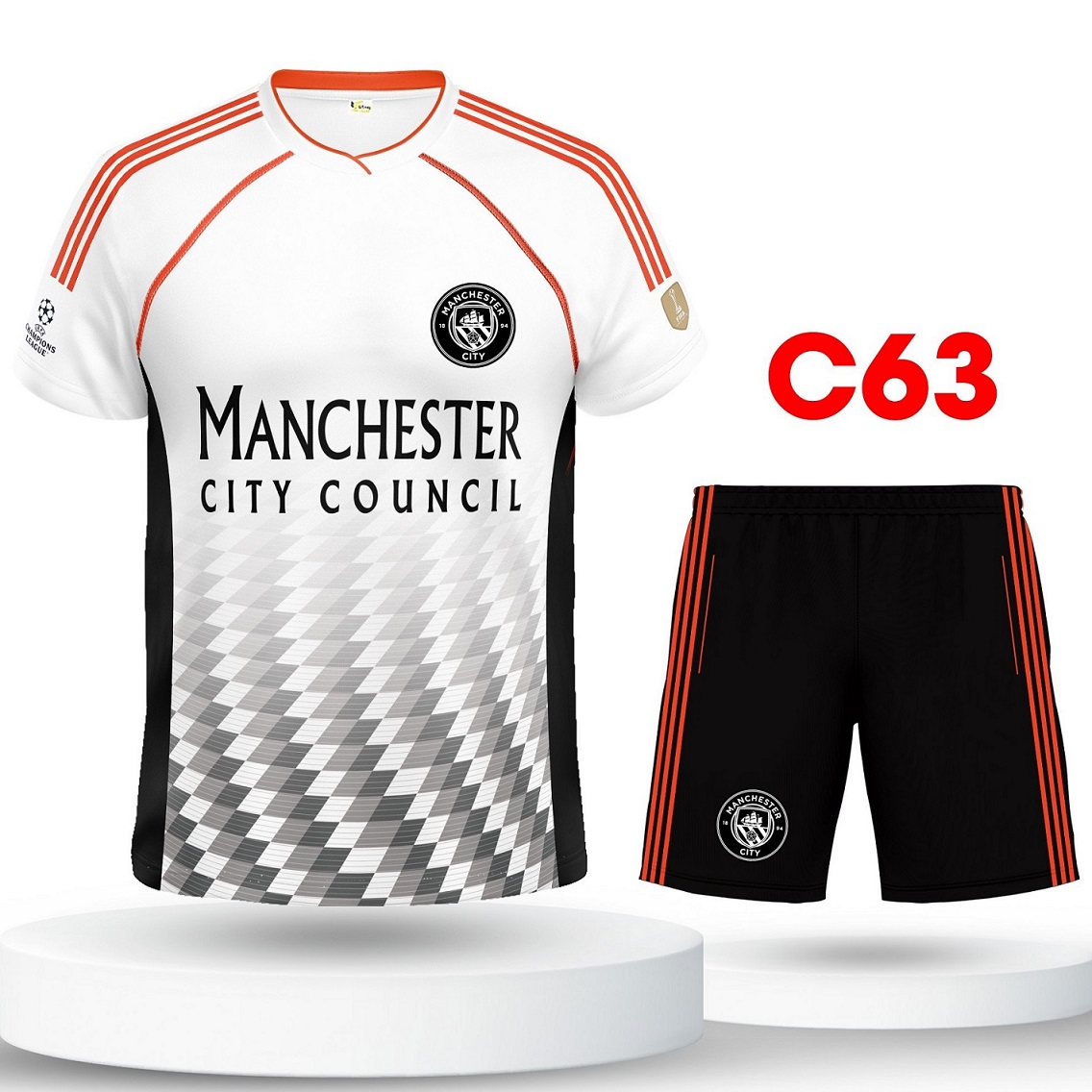 C63 - Bộ Quần áo Thể Thao cao cấp logo thêu Long Thanh - Manchester city