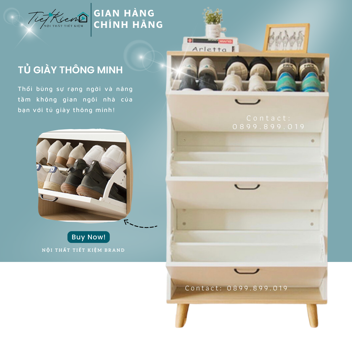Tủ giầy thông minh bằng gỗ NTTK TG9998