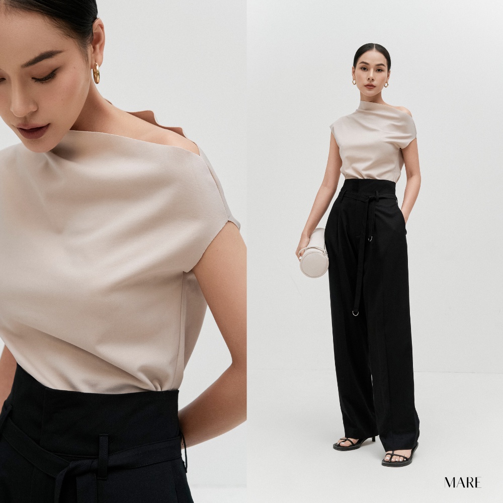 MARE - QUẦN SUÔNG CẠP CAO MÀU ĐEN EDIN TROUSER