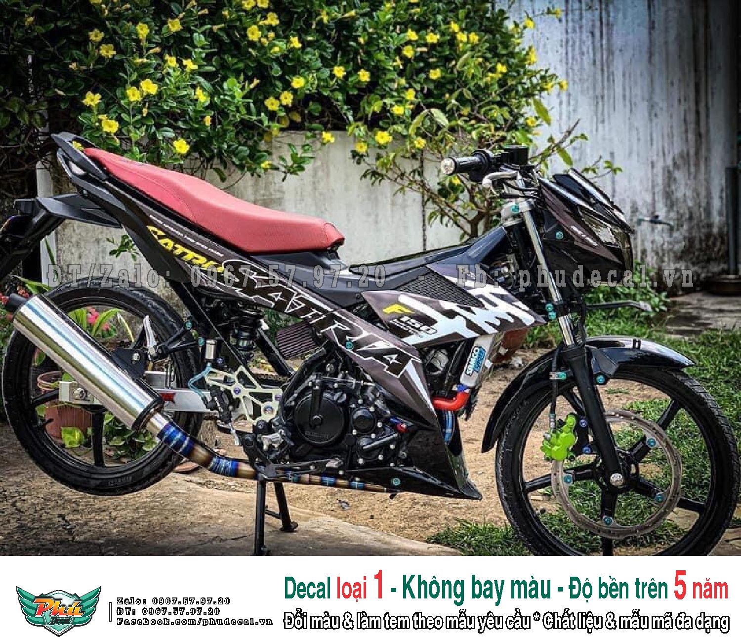 Tem rời xe Satria Hayabusa đen xám