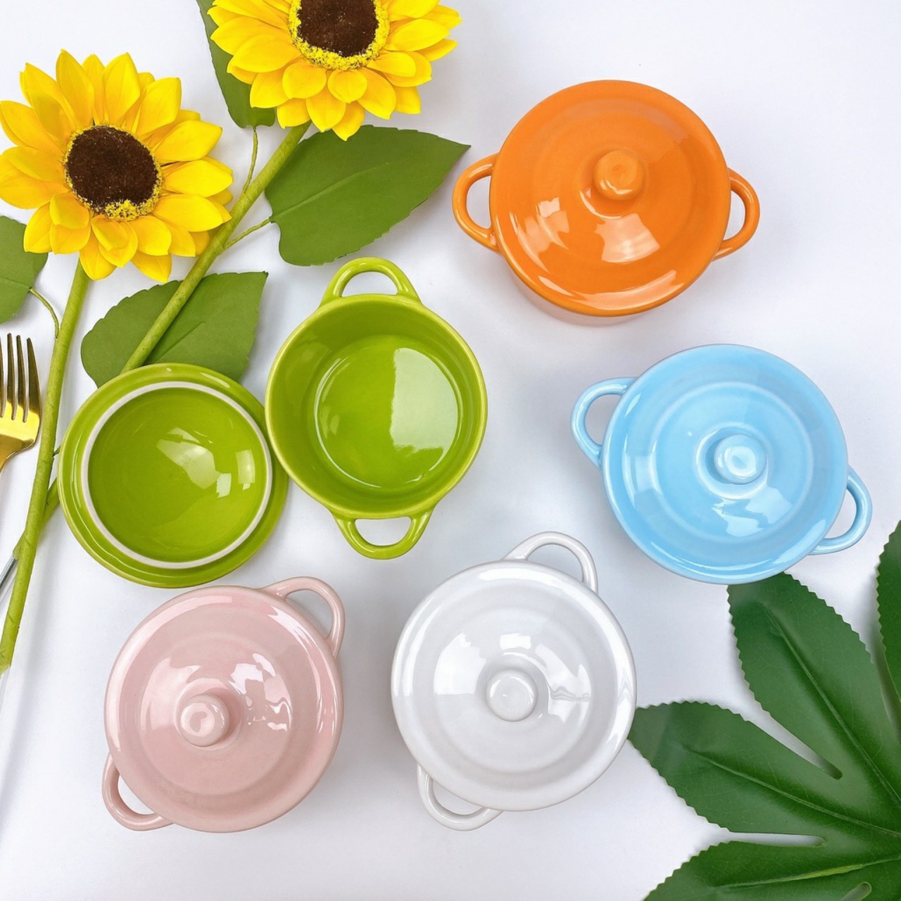 Bát Ăn Dặm, Bát Sứ Nắp 200ml Cho Bé Ăn Dặm