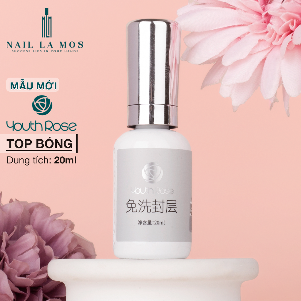 Base top hoa hồng Youth Rose chính hãng 15ml 20ml - Gel liên kết, top phủ bóng, cứng móng, top lì chuyên dụng móng nail