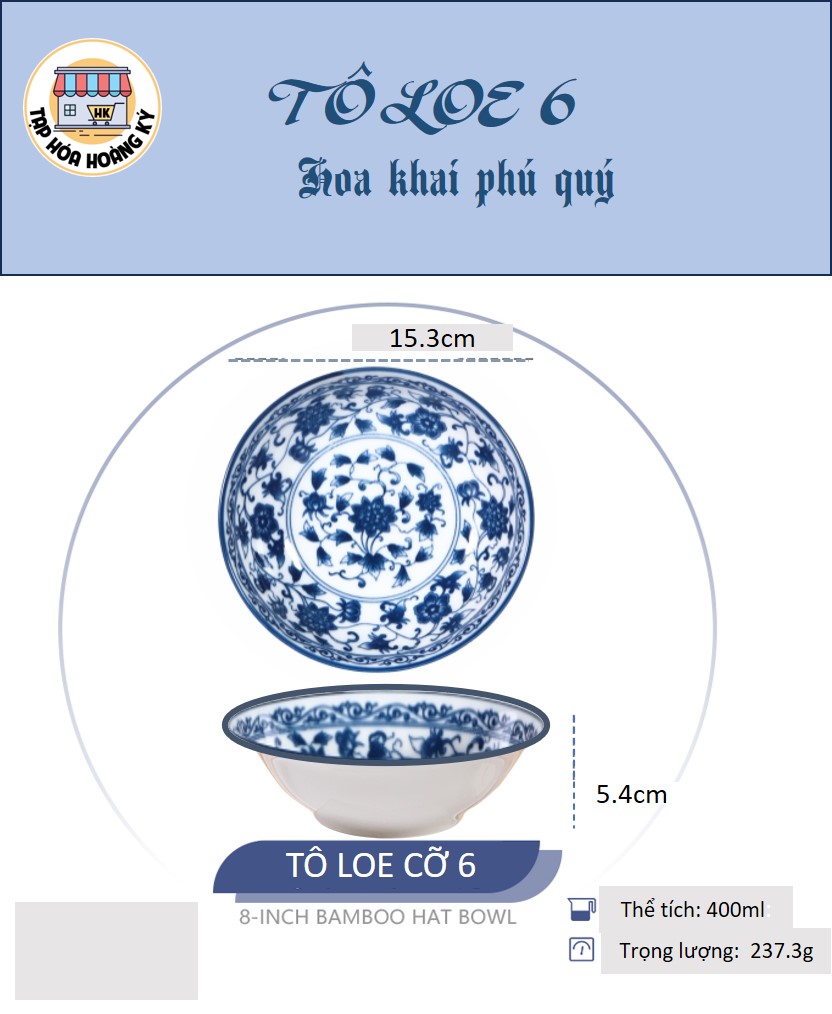 TÔ LOE GỐM SỨ 4D HOA KHAI PHÚ QUÝ ĐỦ SIZE ( 6 ,7, 8)