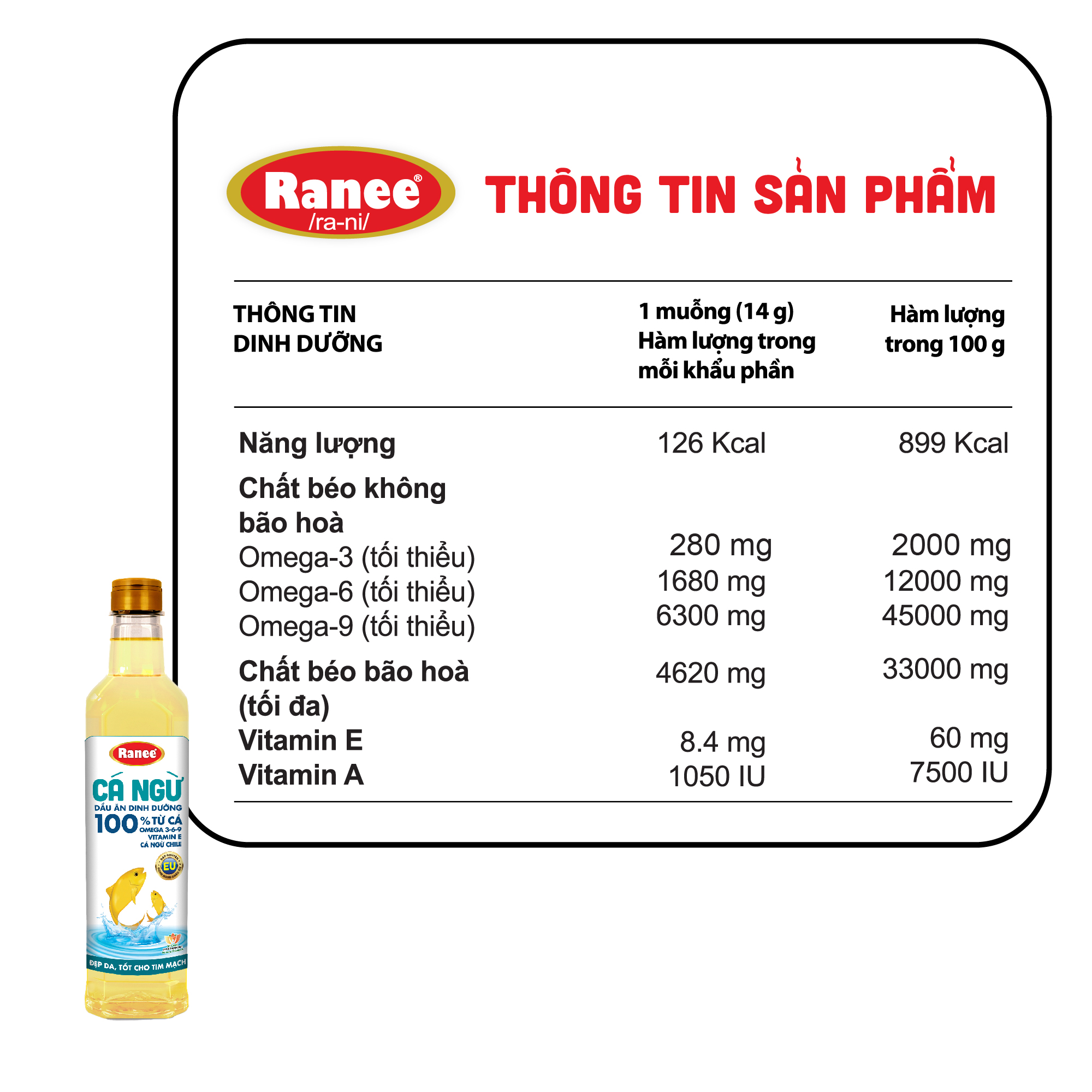 Dầu ăn Ranee CÁ NGỪ 1 lít