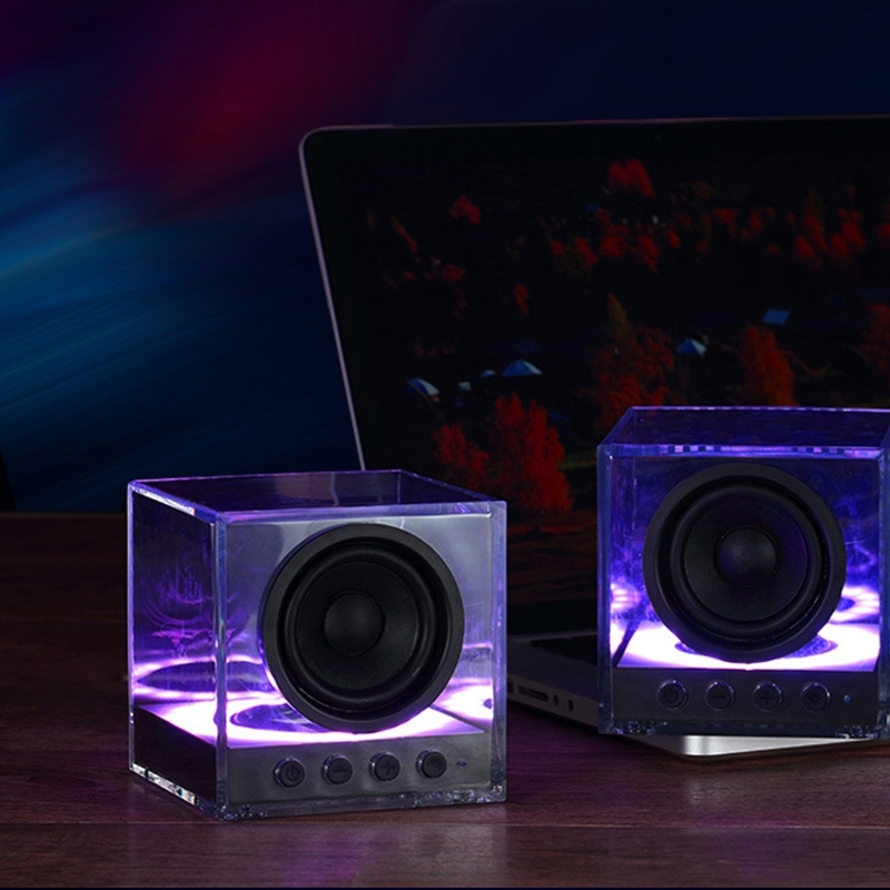 BTS-630 Wireless Bluetooth Speaker Subwoofer Portable Colorful Lighting Crystal Glazed Transparent Outdoor Bass