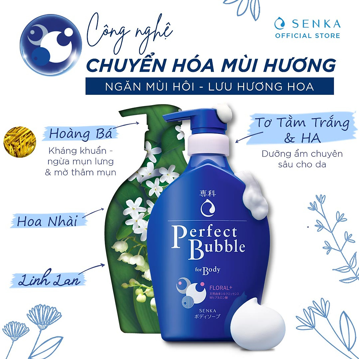 Sữa tắm dưỡng ẩm Senka Perfect Bubble 500ml