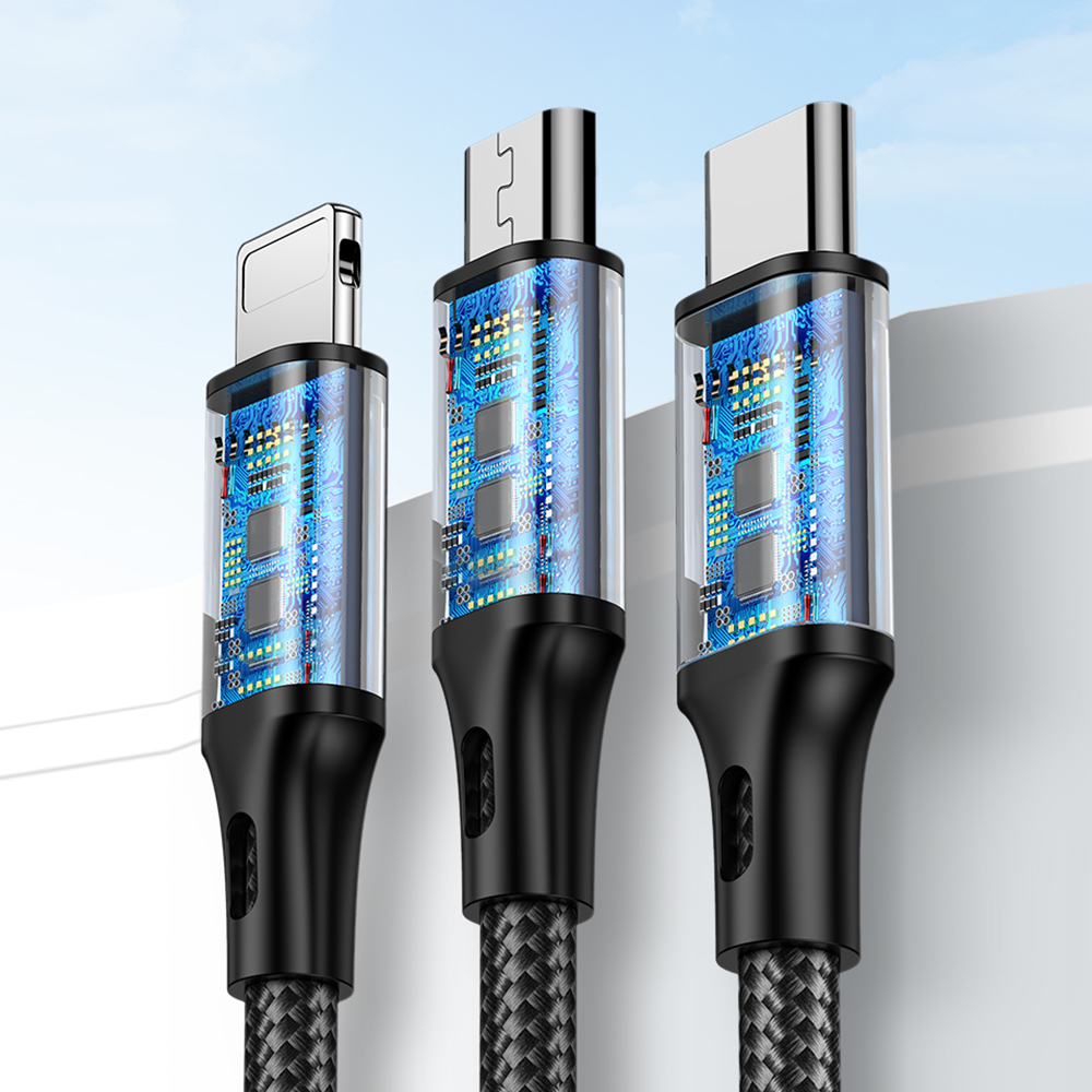Cáp sạc 3 đầu dây dù Lightning Type C Micro Usb Iphone - Cáp sạc iphone bọc dù