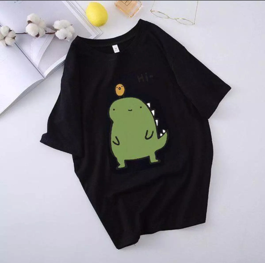 [HCM]Áo thun nữ form rộng hàn quốc in hình Khủng Long Nhỏ dễ thương vải dày mịn mát