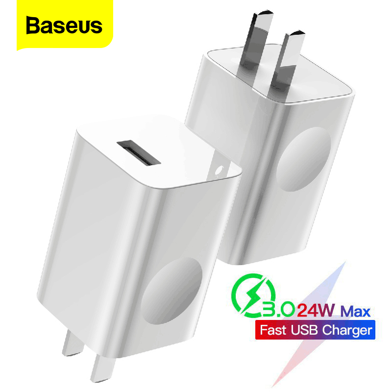 Baseus 24W EU Charger / US Charger Quick Charge 3.0 USB Charger QC3.0 Wall Mobile Phone Charger for iPhone X Xiaomi Mi 9 Tablet iPad