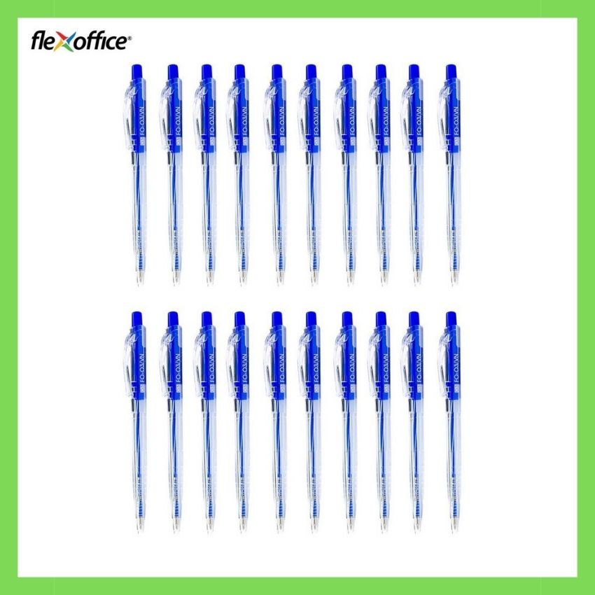 [HCM]Combo 05 Bút Bi Thiên Long Flexoffice F0-03, Màu Xanh, Đầu Bút Cao Cấp 0.5mm, Viết Trơn, Êm, Mực Ra Đều