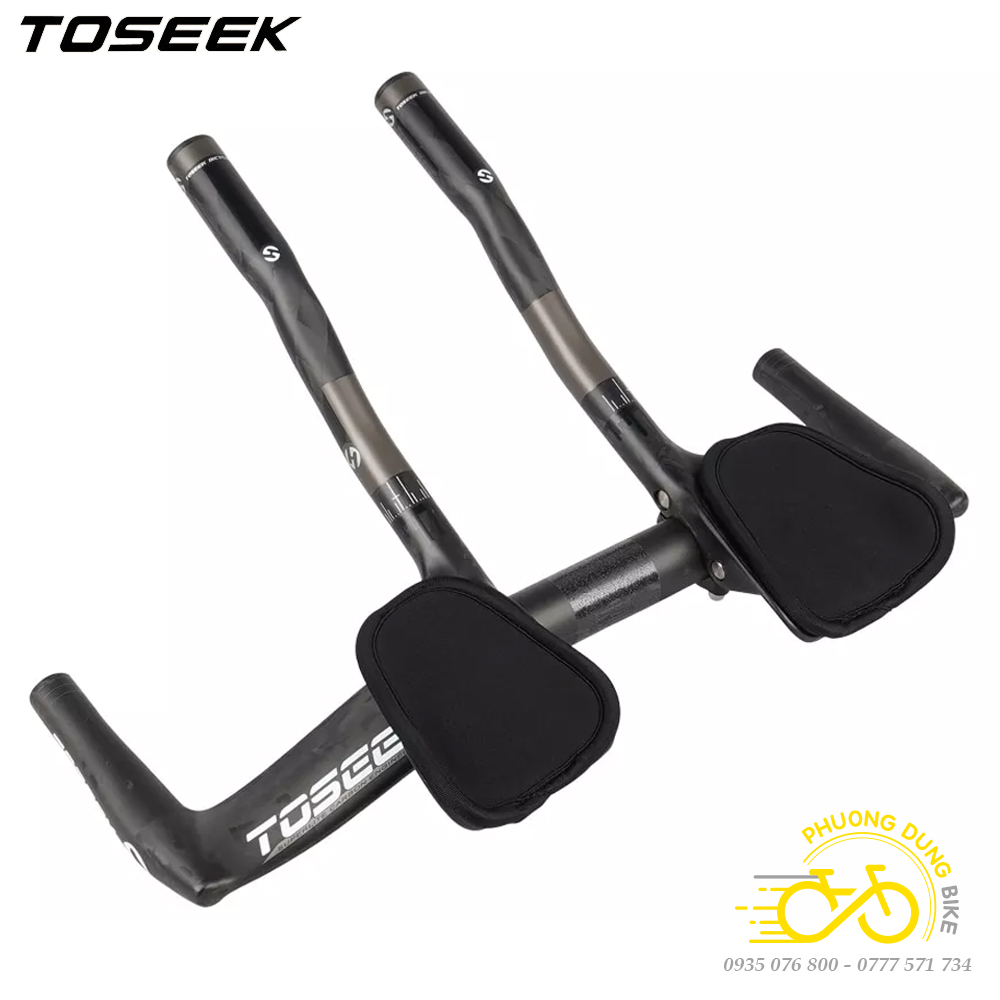Bộ ghi đông + tay nghỉ tt xe đạp carbon toseek