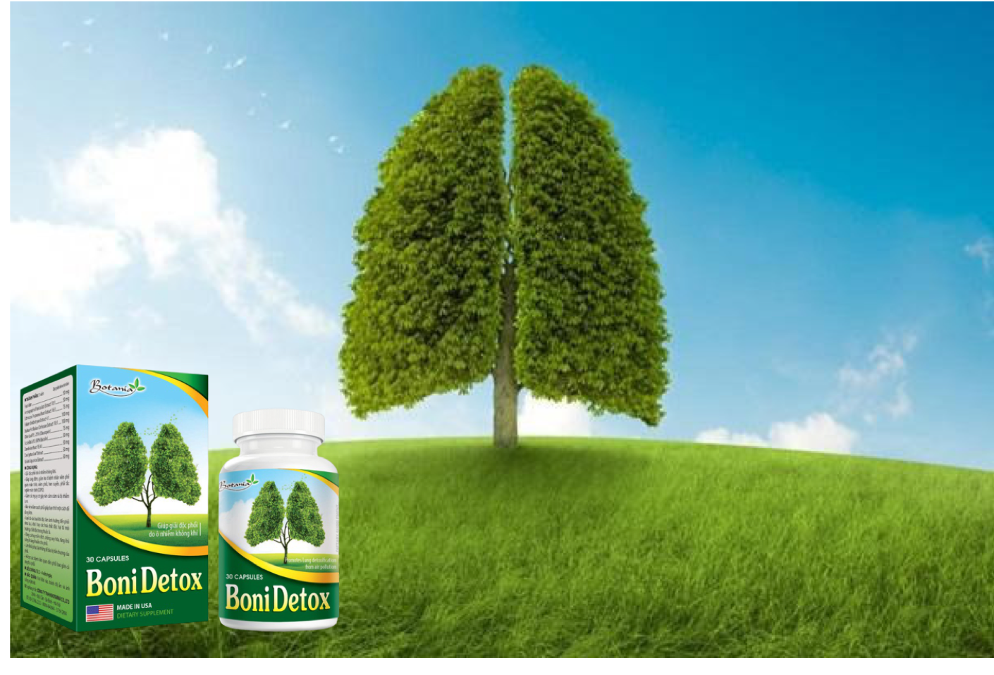 BONIDETOX [Hộp 30 viên] - Viên uống bổ phổi Botania [Boni detox]