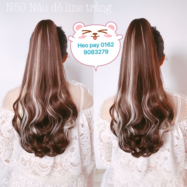 Tóc giả ngoặm line 💕FREESHIP💕 tóc ngoặm phối line bạch kim