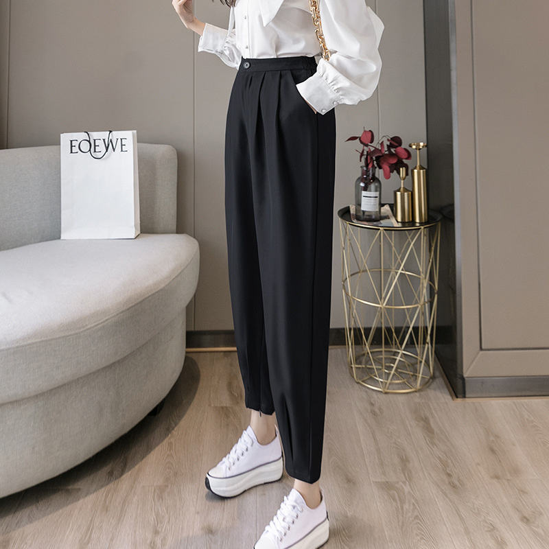 Quần tây nữ lưng cao công sở đẹp ZENA xếp ly gấu khóa lưng chun sau Q115