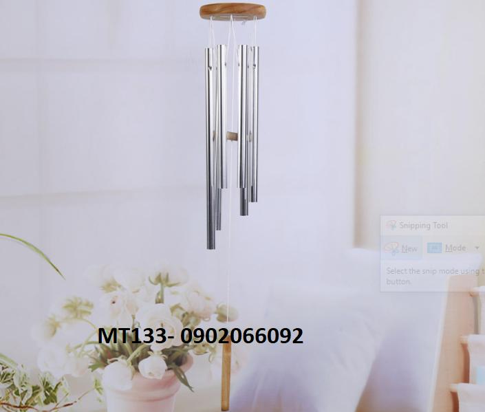 Chuông gió phong thủy 6 thanh nhôm màu trắng bạc