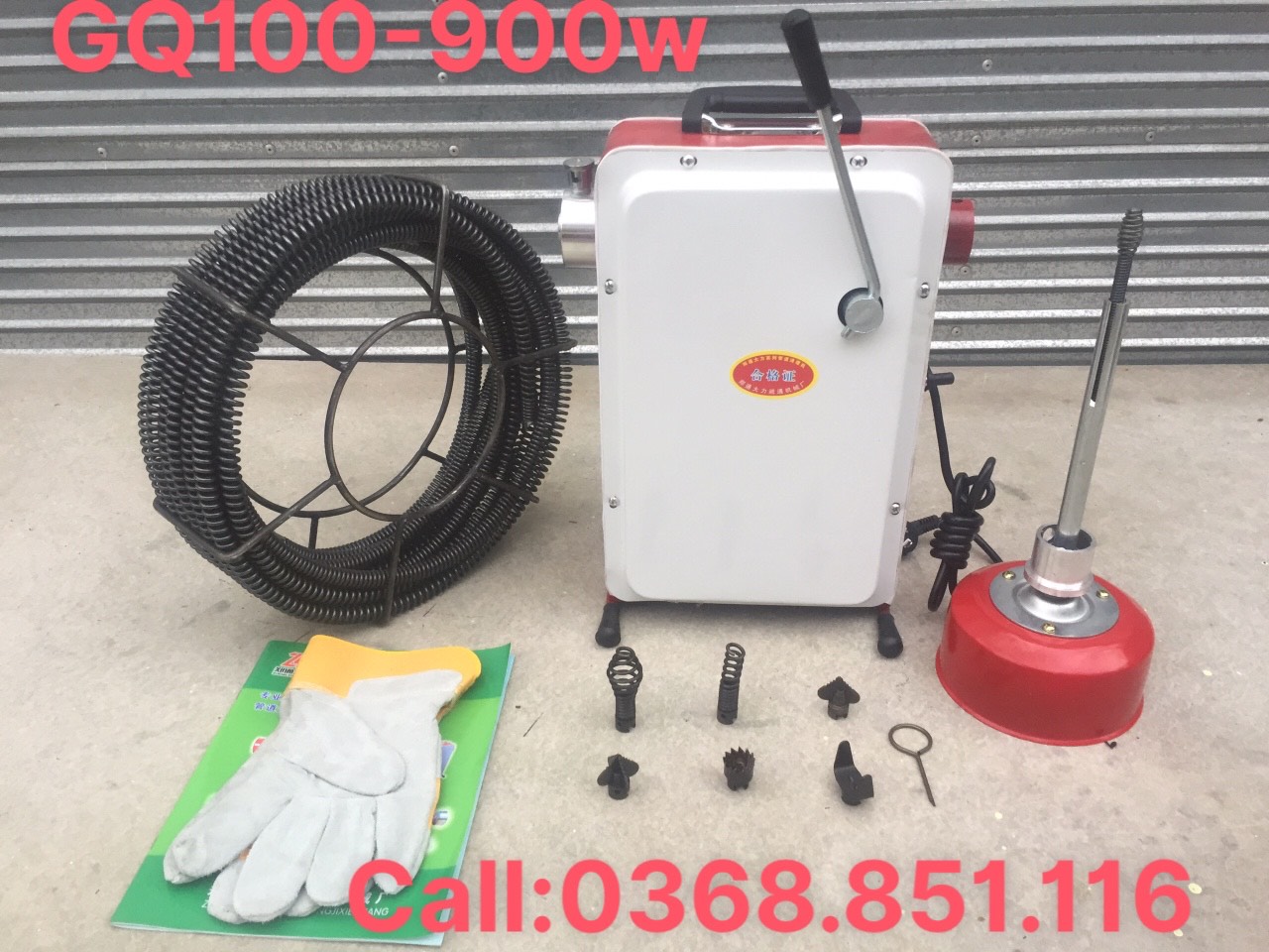 Máy thông cống GQ-100 -900w 1.Đặc điểm: Máy thông cống GQ-100: động cơ máy tạo ra mô men xoắn và chuyền chuyển động xoay
