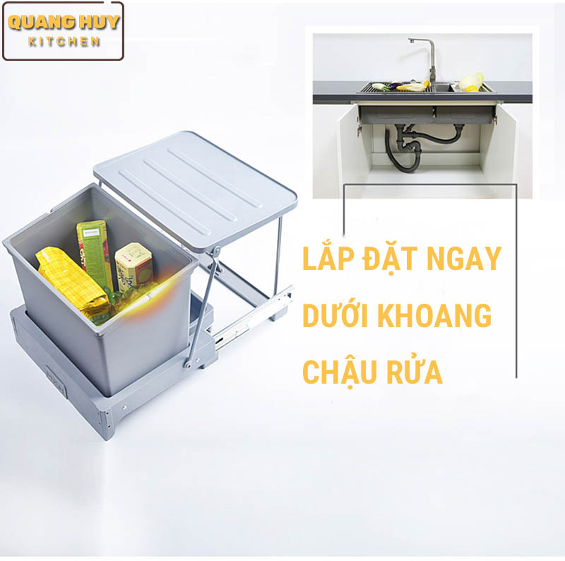 Thùng rác âm tủ bếp nhấn mở tự động thương hiệu Grob