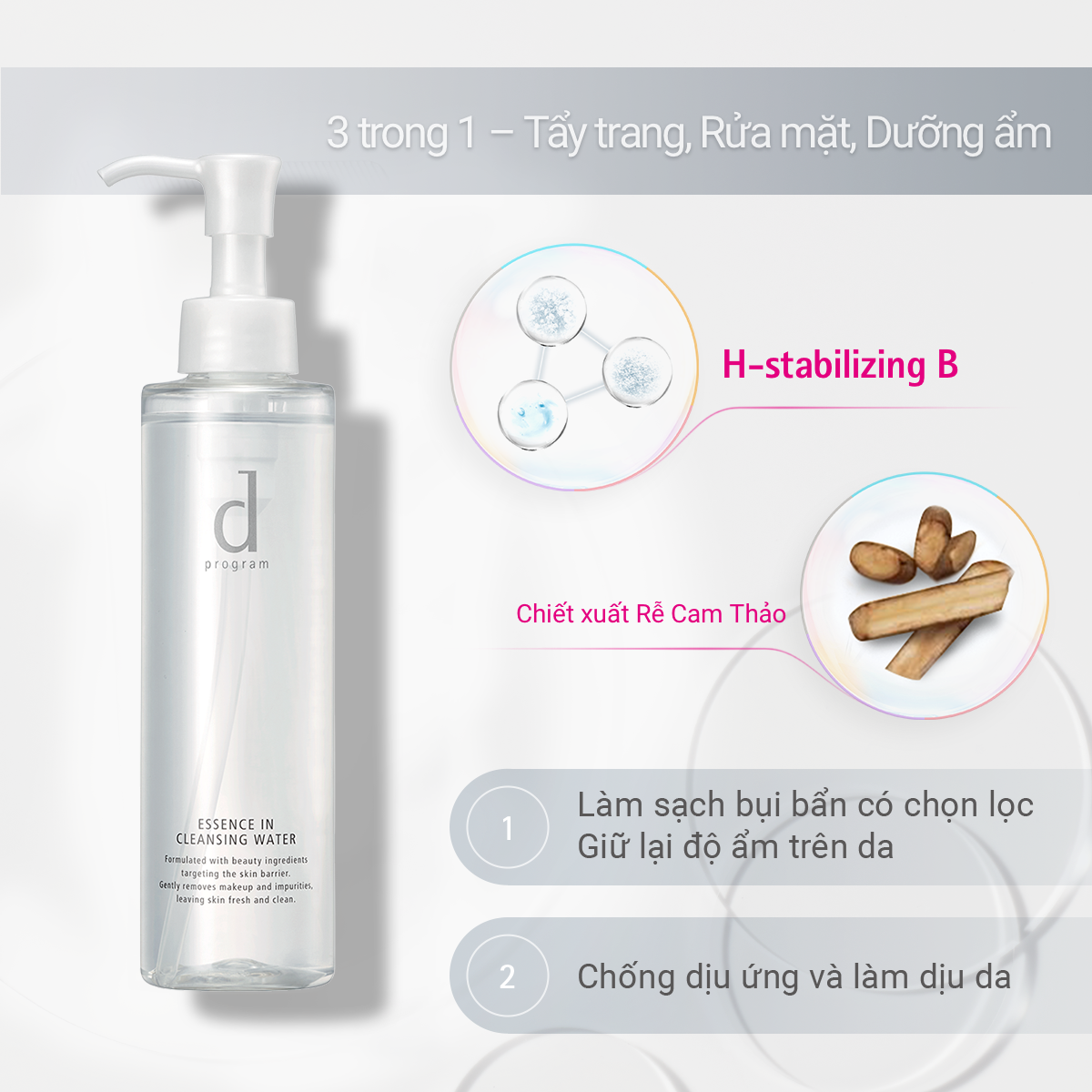 Nước tẩy trang dưỡng da dProgram Essence In Cleansing Water 180ml