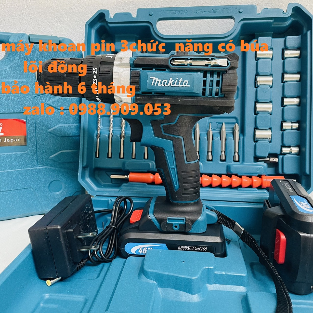 Máy khoan pin có BÚA makita 36v. (kèm 2pin và nhiều phụ kiện)