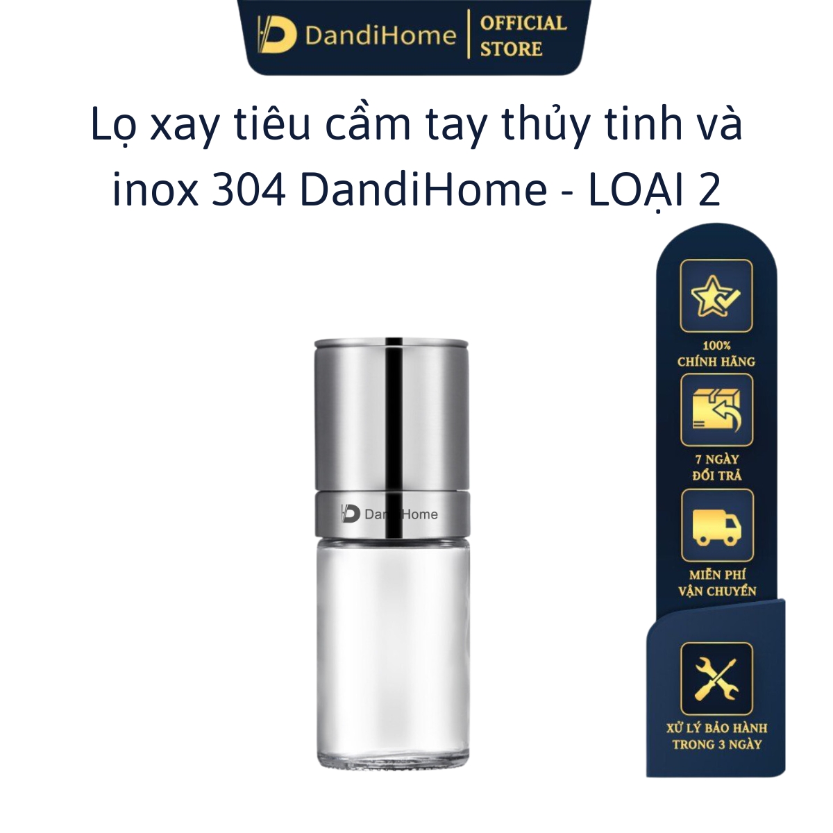 Lọ xay tiêu Inox 304 DandiHome cao cấp