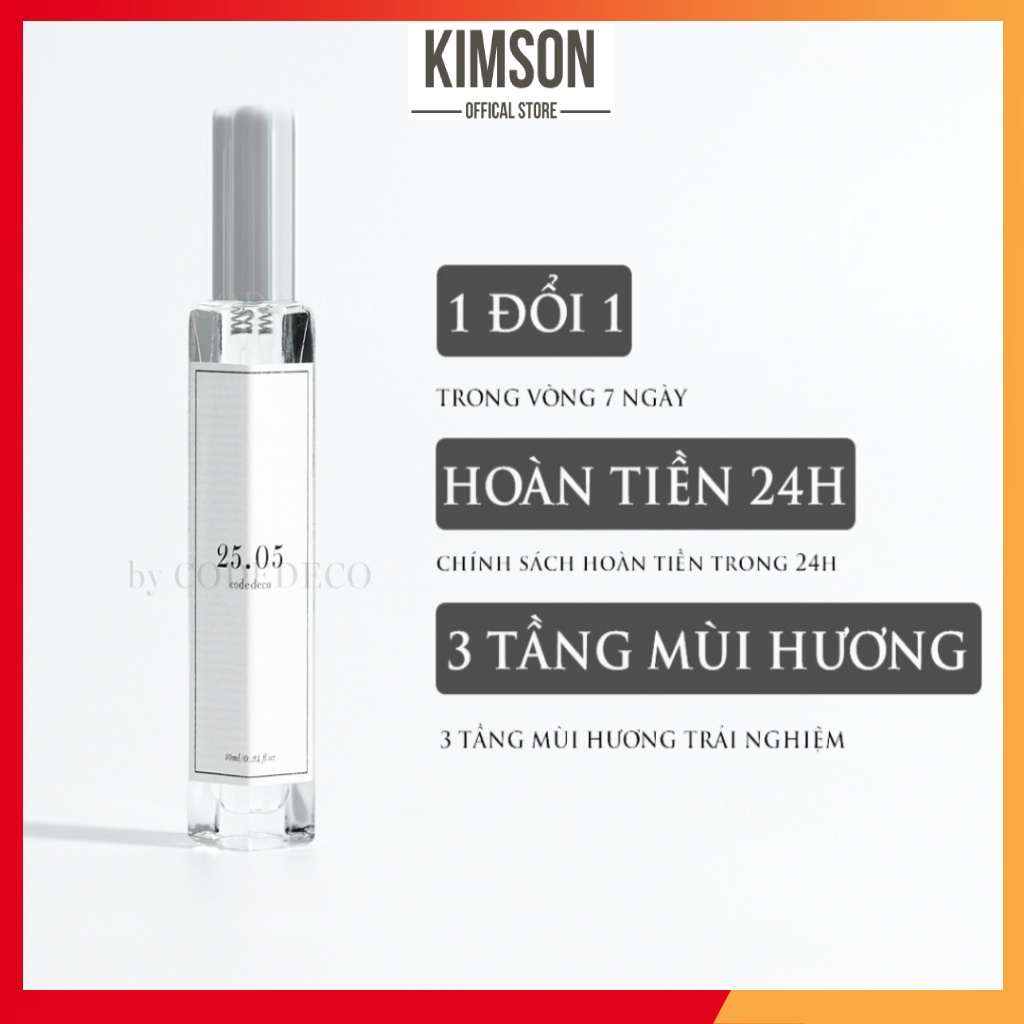 Tinh dầu nước hoa CODEDECO 25.05 nữ tính, trẻ trung, tươi mới 10ml - Dạng xịt