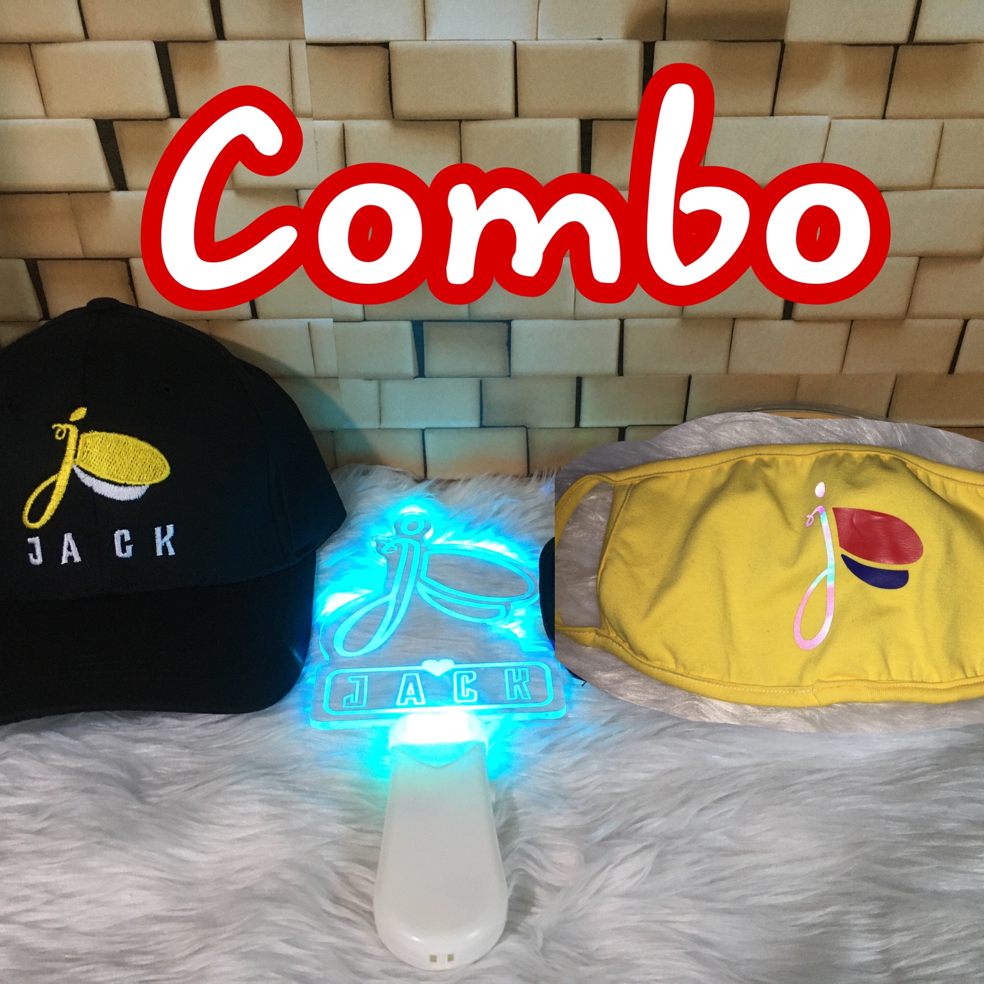 [HCM]Combo lightstick + nón đen jack + khẩu trang vàng jack