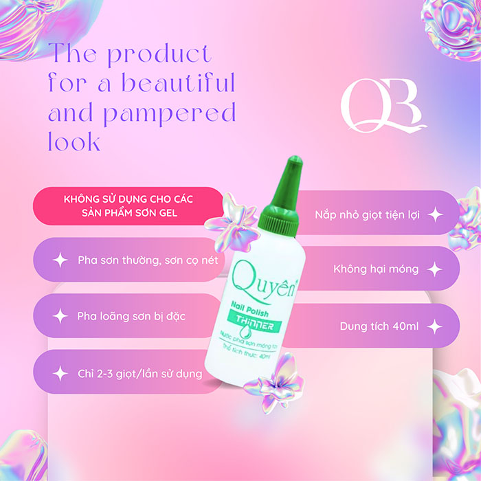Nước pha sơn cao cấp chính hãng Quyên (nước pha sơn thường, sơn cọ nét bị đặc, vón cục) 40ml