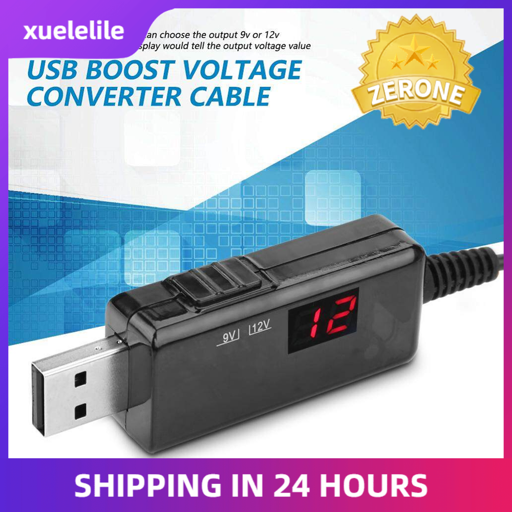 USB to DC Boost Cable Router Step-up Voltage Converter Display 9V/12V