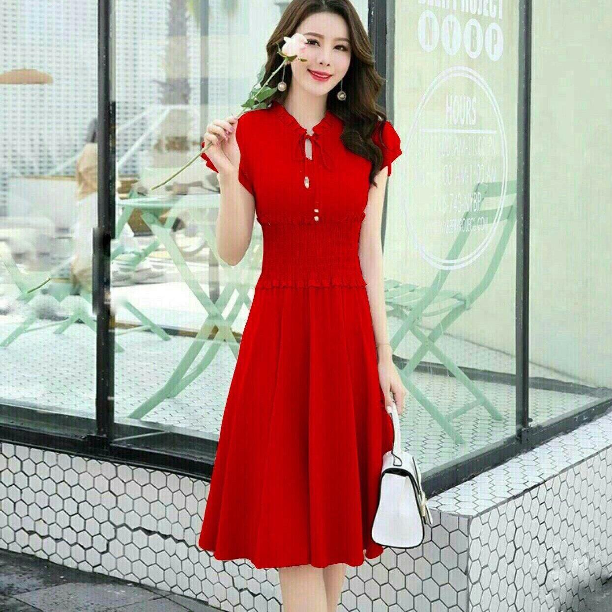 đầm xòe nhún eo siêu xinh