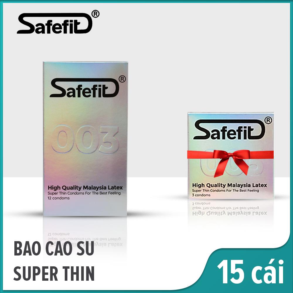 Bao Cao Su SafeFit Siêu Mỏng 003 (hộp 12) + Tặng Bao Cao Su SafeFit Siêu Mỏng 003 (hộp 3)