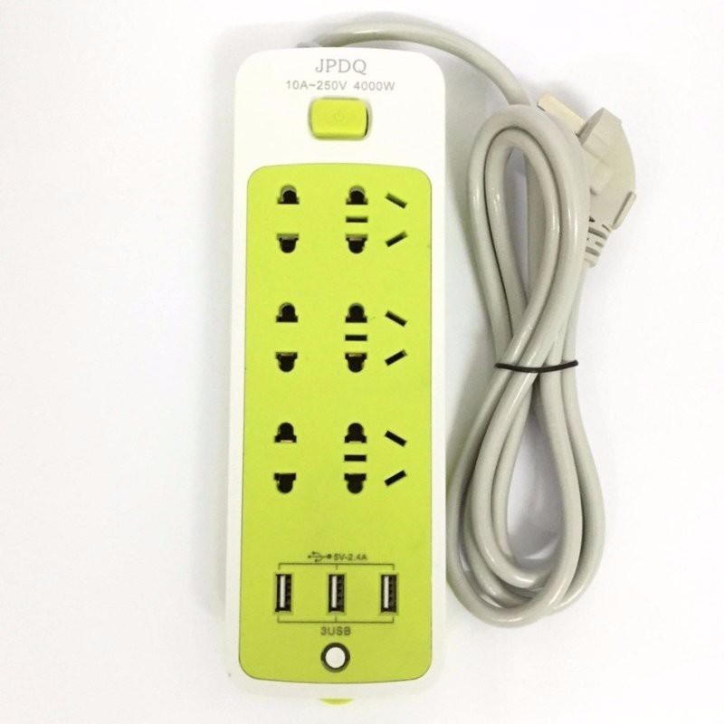 Ổ Cắm Điện 6 Phích Cắm 3 Cổng Usb