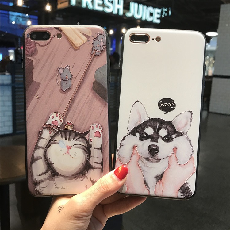 [ IPHONE ] Ốp Lưng Silicon Chó Mèo