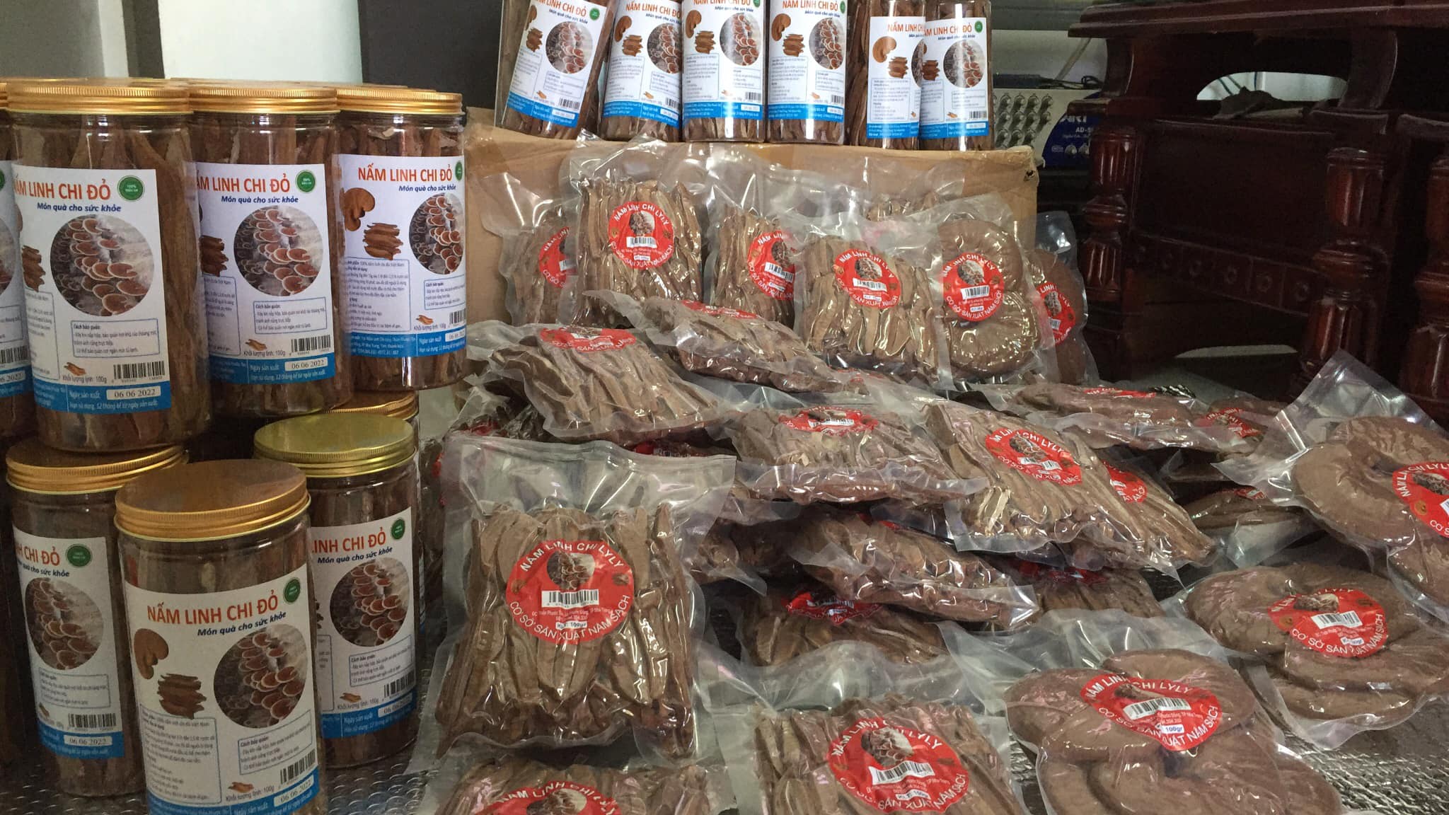 Nấm Linh Chi Đỏ nguyên bào tử, gói 100g thái lát
