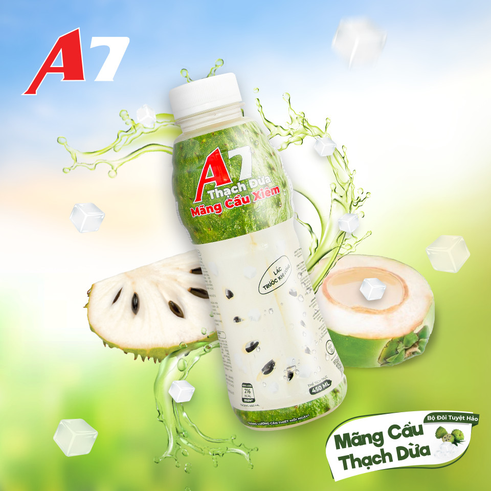 Nước Mãng Cầu Xiêm Thạch Dừa A7 450ml (Thùng 24 chai)