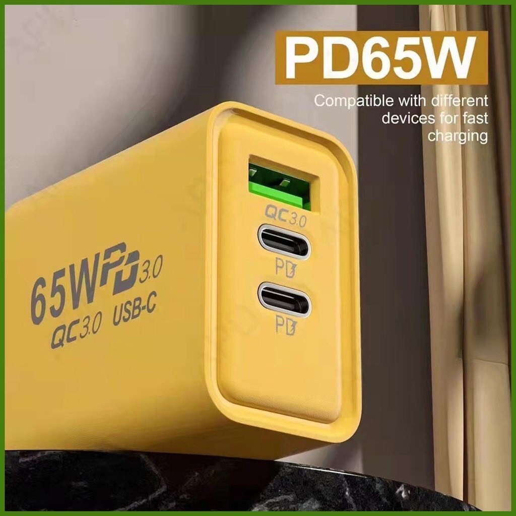 Bộ sạc 65W 3 Cổng 2 Type C 1 USB + dây sạc bọc dù 4 in 1 65W sạc cho điện thoại, máy tính bảng , sạc nhanh, an toàn