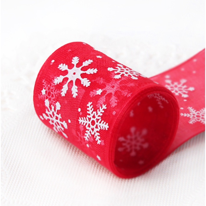 Ruy Băng Voan Bông Hoa Tuyết Trang Trí Noel Giáng Sinh