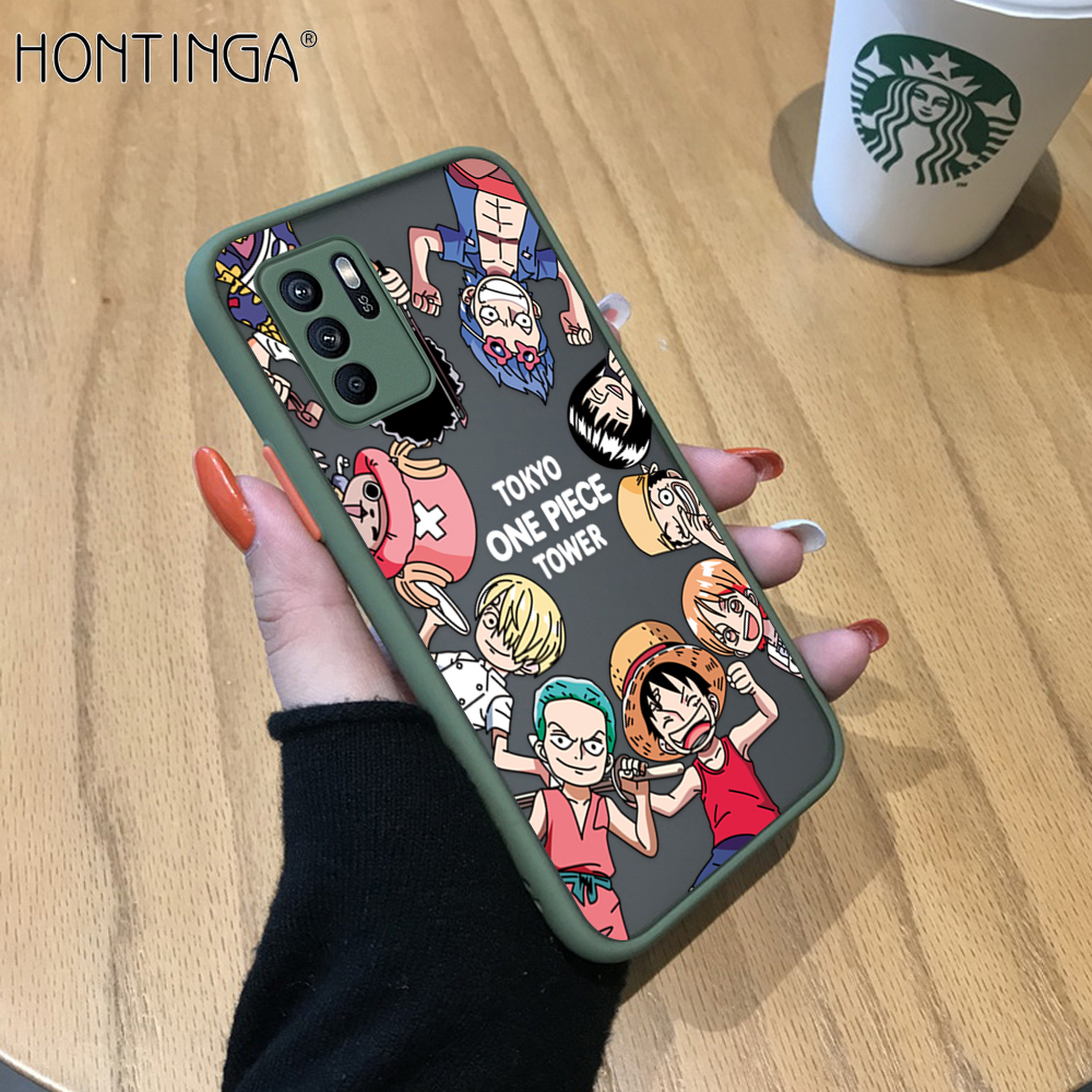 Hontinga Casing Case For OPPO Reno 6 Reno6 Pro Reno6Z 6Z 4G 5G Case Anime Luffy Partner Style Frosted Casing Transparent Phone Case Full Cover Camera Protect Anti Gores Cases Hard Case For Boys
