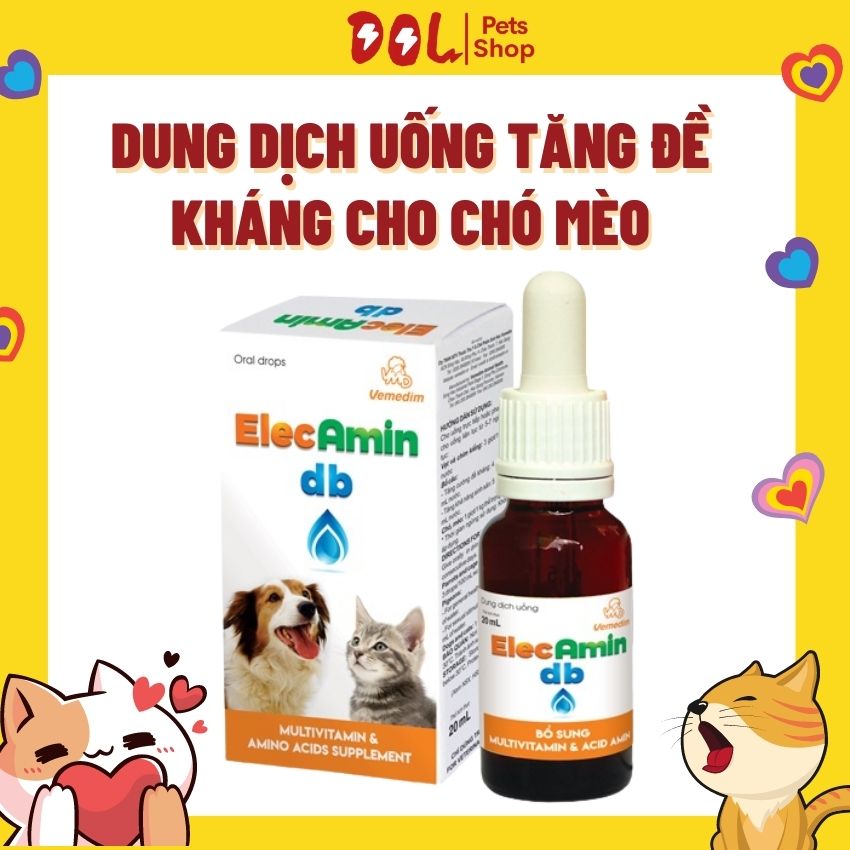 Vemedim Elecamin db Dung dịch cung cấp vitamin tăng đề kháng cho chó, mèo, chim 20ml