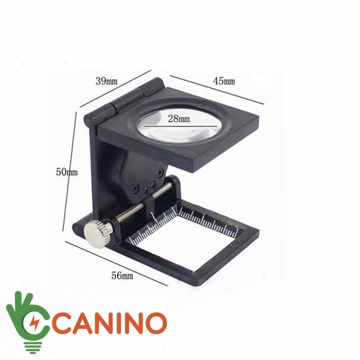 Kính lúp mini 10X có thước đo tích hợp đèn led chiếu sáng Canino cao cấp