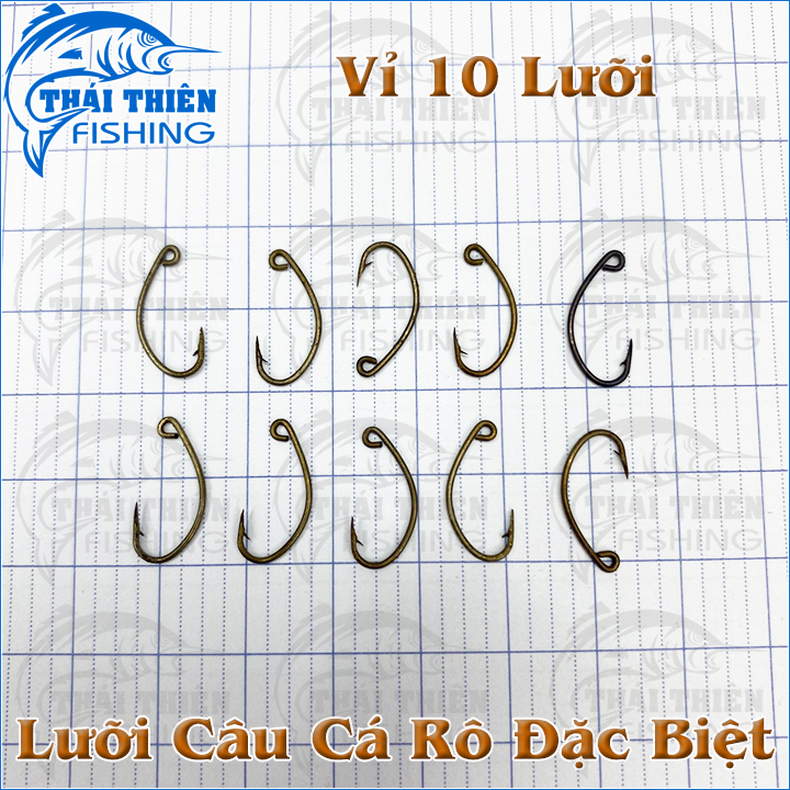 Lưỡi Câu Cá Rô Đặc Biệt Thép Đen Làm Thủ Công – Vỉ 10 Cái Sắc Bén