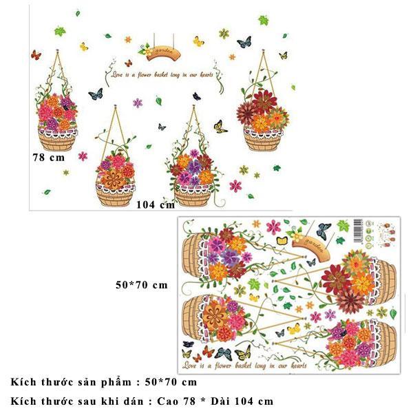 Decal dán tường Flower love Sticker Tranh Dán Tường XL7217- Decal dán tường cây xanh ,Decal dán tường hoa lá