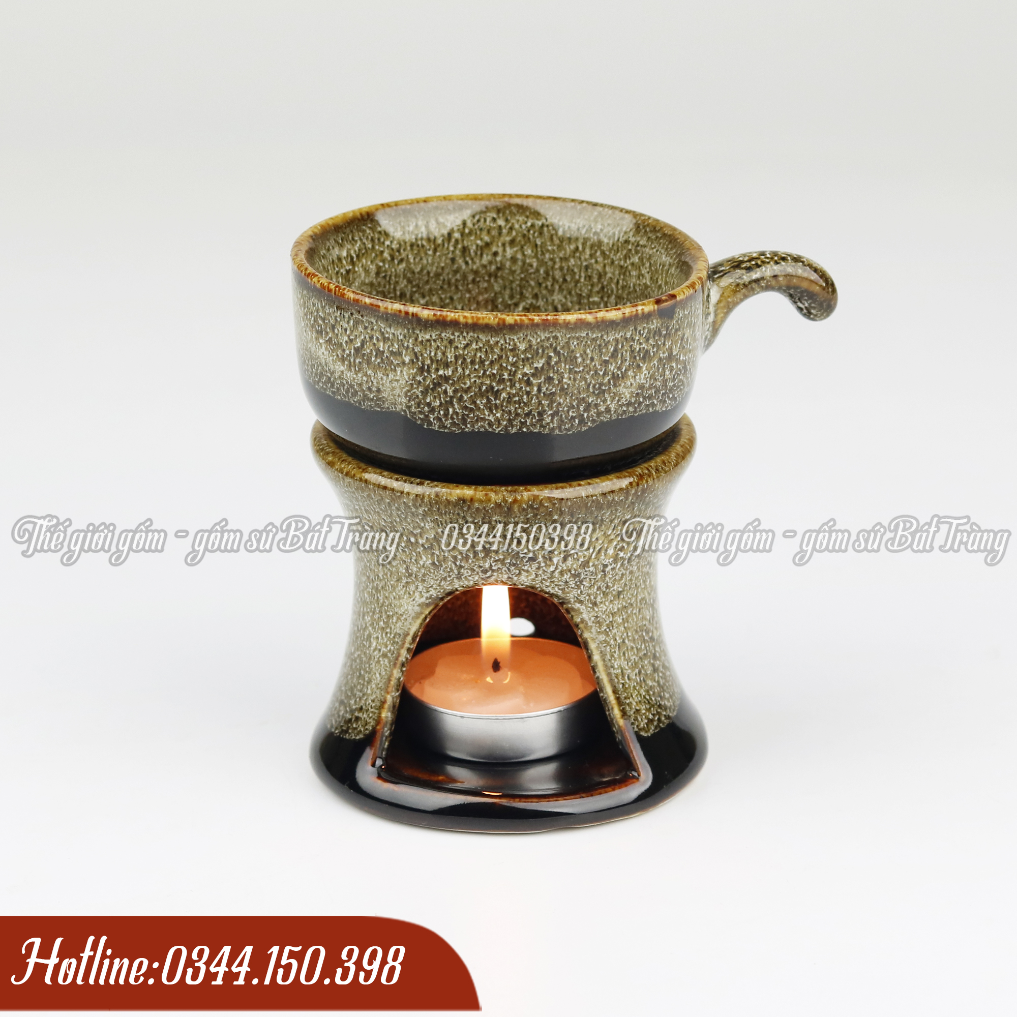 Bộ ly hâm nóng cafe men hỏa biến bát tràng cao cấp