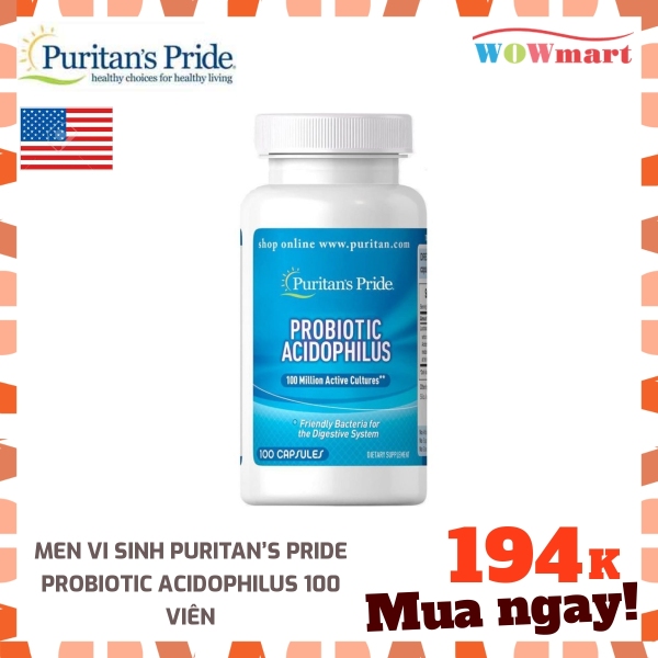 Men vi sinh Puritan’s Pride Probiotic Acidophilus 100 viên nhập khẩu