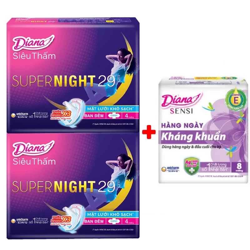 Băng Vệ Sinh Diana Siêu Thấm Supernight 29cm - 4 Miếng (Che tên sản phẩm khi giao hàng)