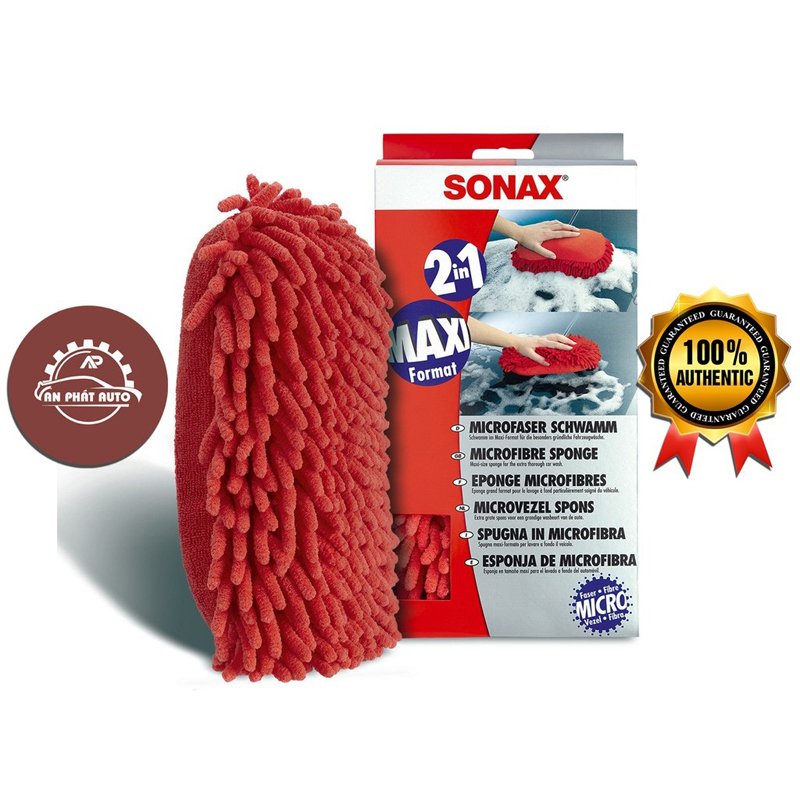 SONAX Microfiber Sponge - Mút rửa xe đỏ [Hàng Đức Chính Hãng]