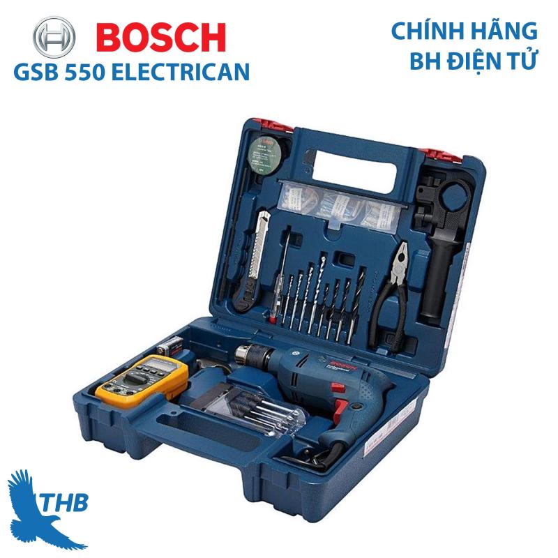 Bộ máy khoan động lực Bosch GSB 550 Electrician Set dụng cụ điện