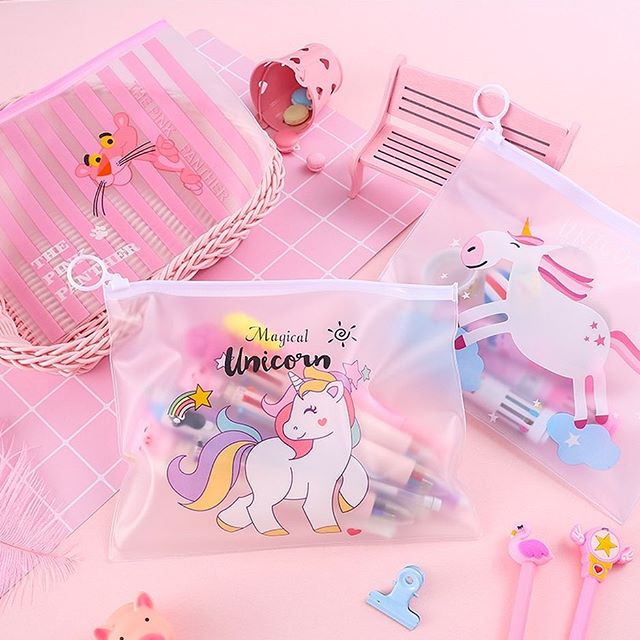 [HCM]Túi Đựng Bút viết Zip Unicorn - Cầu vòng